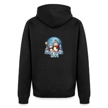 Cute Adorable Penguin Family Winter Design - Unisex Premium Bio Zip Hoodie - Schwarz - Hinten - Nico (187cm)
