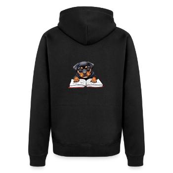 Rottweiler Rottweiler Puppy Dog Book Reading Dogs - Unisex Premium Organic Zip Hoodie - black - Back - Nico (187cm)