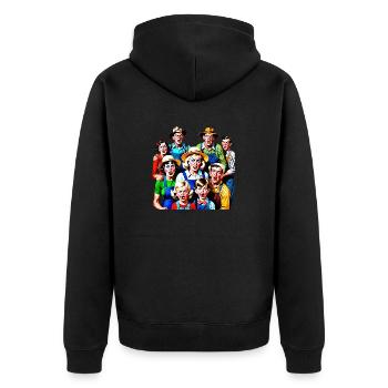 Famille de personnes stressées de la campagne - Veste à capuche bio Premium Unisexe - noir - Dos - Nico (187cm)