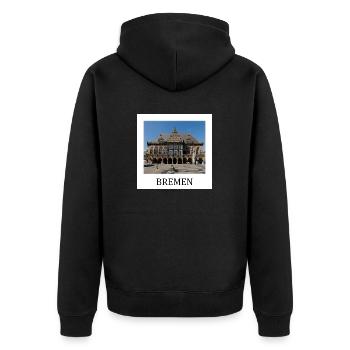 Bremen - Unisex Premium Organic Zip Hoodie - black - Back - Nico (187cm)