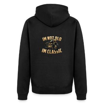 Im not Old Im classic vintage Chopper Motorcycle - Unisex Premium Organic Zip Hoodie - black - Back - Nico (187cm)
