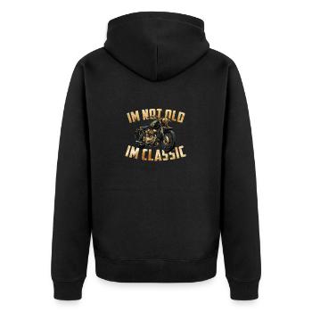 Im not Old Im classic vintage Chopper Motorcycle - Unisex Premium Organic Zip Hoodie - black - Back - Nico (187cm)