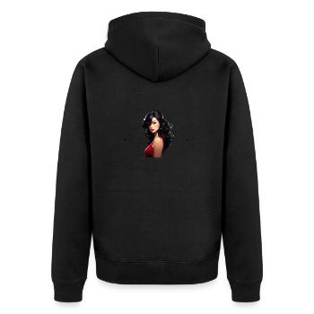 Belle pin-up avec un dicton drôle - Veste à capuche bio Premium Unisexe - noir - Dos - Nico (187cm)