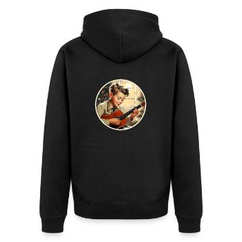 Garçon jouant un chant de Noël - Veste à capuche bio Premium Unisexe - noir - Dos - Nico (187cm)