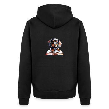 Dachshund Bücher Buch lesen Hunde Hund Dackelwelpe - Unisex Premium Bio Zip Hoodie - Schwarz - Hinten - Nico (187cm)