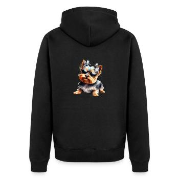 Chiot Yorkshire Terrier Chien Propriétaire Chien - Veste à capuche bio Premium Unisexe - noir - Dos - Nico (187cm)