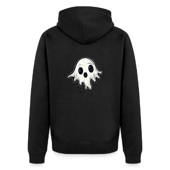 halloween geist 2023 - Unisex Premium Bio Zip Hoodie - Schwarz - Hinten - Nico (187cm)