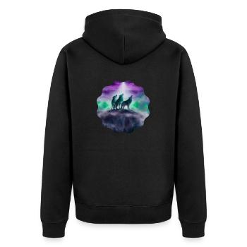 Wölfe - Unisex Premium Bio Zip Hoodie - Schwarz - Hinten - Nico (187cm)