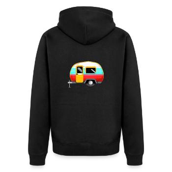 Caravan Camp Gift Tents Motorhome Camping - Unisex Premium Organic Zip Hoodie - black - Back - Nico (187cm)