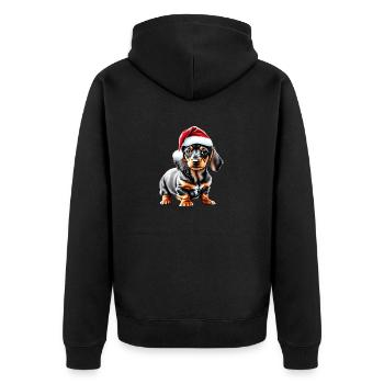 Teckel Noël Chien Noël Teckel Chiot - Veste à capuche bio Premium Unisexe - noir - Dos - Nico (187cm)
