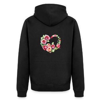 Fiançailles, Saint-Valentin, Mariage, Amour, Fête des mères - Veste à capuche bio Premium Unisexe - noir - Dos - Nico (187cm)