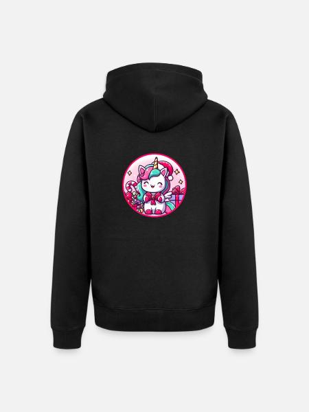 Christmas Uncorn - Unisex Premium Organic Zip Hoodie - black