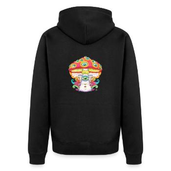 Trust the Universe, Mushroom, Toadstool - Unisex Premium Organic Zip Hoodie - black - Back - Nico (187cm)