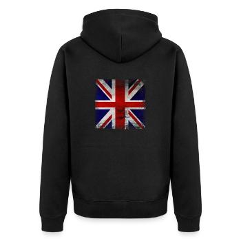 England London Vereinigtes Königreich Reisen Großbritannien Flagge - Unisex Premium Bio Zip Hoodie - Schwarz - Hinten - Nico (187cm)