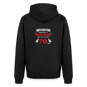 This is what a handsome 70-year-old looks like - Unisex Premium Organic Zip Hoodie - black - Back - Nico (187cm)