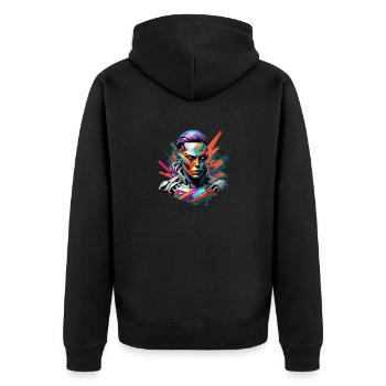 Cyborg - Unisex Premium Bio Zip Hoodie - Schwarz - Hinten - Nico (187cm)