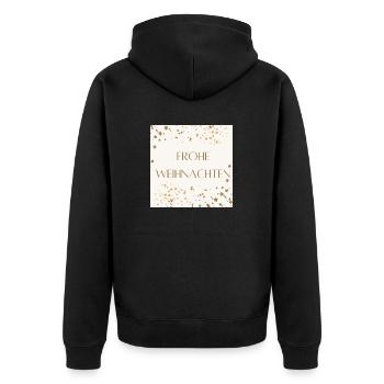 Frohe Weihnachten - Unisex Premium Bio Zip Hoodie - Schwarz - Hinten - Nico (187cm)