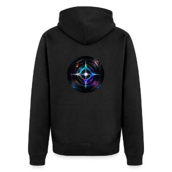 Supernova No.3 by Cora.Art - Unisex Premium Bio Zip Hoodie - Schwarz - Hinten - Nico (187cm)
