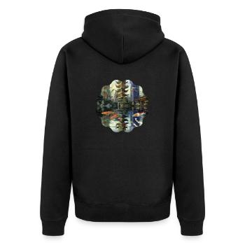 Landschaft - Unisex Premium Bio Zip Hoodie - Schwarz - Hinten - Nico (187cm)