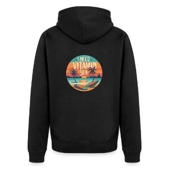 Vitamin sea - Unisex Premium Organic Zip Hoodie - black - Back - Nico (187cm)