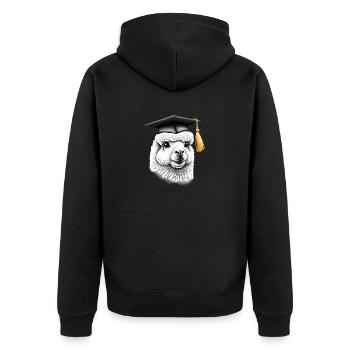 Bachelor Alpaca School Graduation Graduate - Unisex Premium Organic Zip Hoodie - black - Back - Nico (187cm)