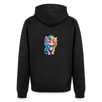Chat, Chat domestique, Propriétaire de chat, Chaton de compagnie - Veste à capuche bio Premium Unisexe - noir - Dos - Nico (187cm)
