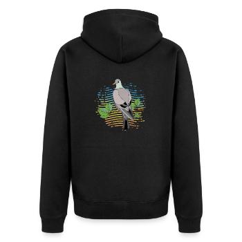 Vogel - Unisex Premium Bio Zip Hoodie - Schwarz - Hinten - Nico (187cm)