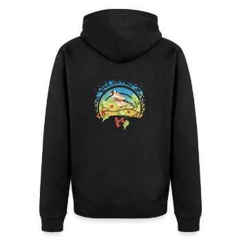 Bunter Vogel - Unisex Premium Bio Zip Hoodie - Schwarz - Hinten - Nico (187cm)