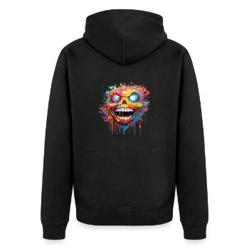 Crazy Skull - Unisex Premium Organic Zip Hoodie - black - Back - Nico (187cm)