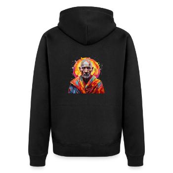 the colorful monk - Unisex Premium Organic Zip Hoodie - black - Back - Nico (187cm)