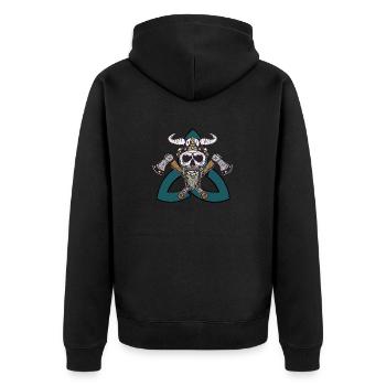 Totenschädel Wikinger - Unisex Premium Bio Zip Hoodie - Schwarz - Hinten - Nico (187cm)