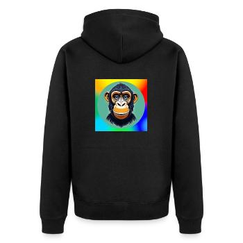 Schimpansen-Karikatur - Unisex Premium Bio Zip Hoodie - Schwarz - Hinten - Nico (187cm)