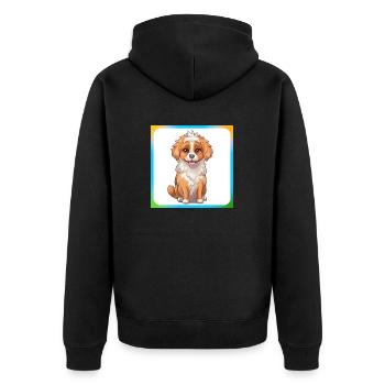 Hund Cartoon 9 - Unisex Premium Bio Zip Hoodie - Schwarz - Hinten - Nico (187cm)