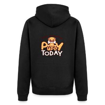 Start Adopting Puppy today - Unisex Premium Bio Zip Hoodie - Schwarz - Hinten - Nico (187cm)