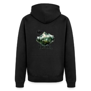 Tiroler Adler dem Land Tirol die Treue mit Berg - Unisex Premium Bio Zip Hoodie - Schwarz - Hinten - Nico (187cm)