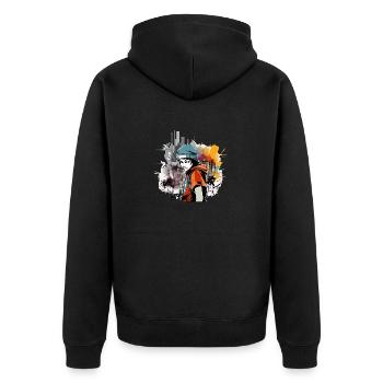 Urbanes Théo - Unisex Premium Bio Zip Hoodie - Schwarz - Hinten - Nico (187cm)