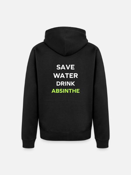 Save water drink absinthe - Unisex Premium Organic Zip Hoodie - black
