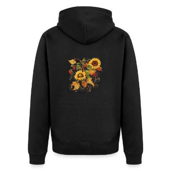 Herbstranke - Unisex Premium Bio Zip Hoodie - Schwarz - Hinten - Nico (187cm)