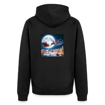 Santa Claus Sleigh Reindeer Christmas Tree Christmas Eve Gifts - Unisex Premium Organic Zip Hoodie - black - Back - Nico (187cm)