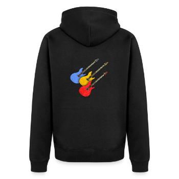 Gitarren - Unisex Premium Bio Zip Hoodie - Schwarz - Hinten - Nico (187cm)