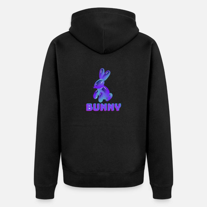 Lila Bunny - Unisex Premium Bio Zip Hoodie - Schwarz