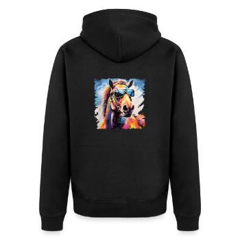 Pferd Dorfkinder & Reiter Reitsport Fans Geschenk - Unisex Premium Bio Zip Hoodie - Schwarz - Hinten - Nico (187cm)