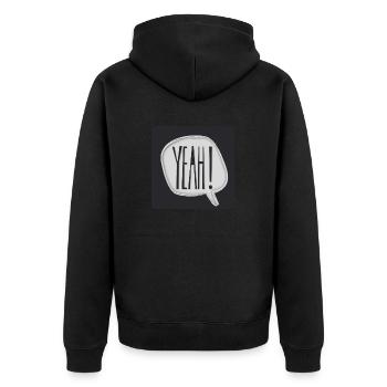 Yeah - Unisex Premium Bio Zip Hoodie - Schwarz - Hinten - Nico (187cm)
