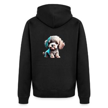 Pudel Hundehalter Pudelwelpe Hundewelpe Hundeliebe - Unisex Premium Bio Zip Hoodie - Schwarz - Hinten - Nico (187cm)