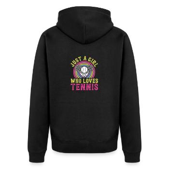 Juste une fille qui aime le tennis - Veste à capuche bio Premium Unisexe - noir - Dos - Nico (187cm)