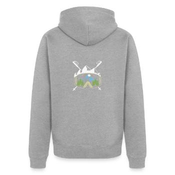 Snowboardbrille - Unisex Premium Bio Zip Hoodie - Grau meliert - Hinten - Nico (187cm)