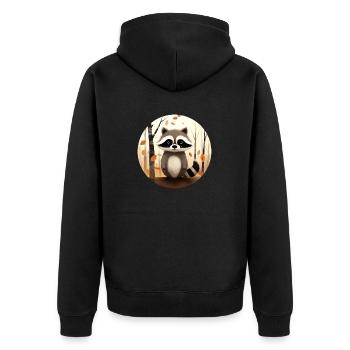 Ein Waschbär im Herbst - Unisex Premium Bio Zip Hoodie - Schwarz - Hinten - Nico (187cm)
