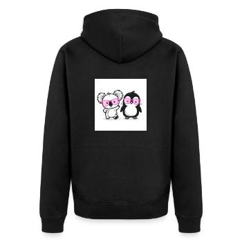 Koala y pingüino rosa Brille - Unisex Premium Bio Zip Hoodie - Schwarz - Hinten - Nico (187cm)