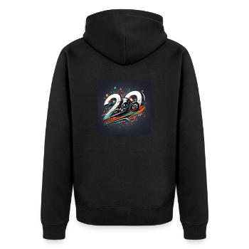 20th Anniversary Motorcycle Designs: Speed & Style - Unisex Premium Organic Zip Hoodie - black - Back - Nico (187cm)