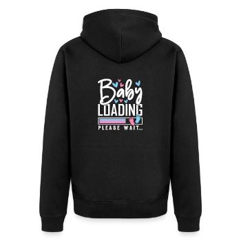 Baby Loading Please Wait - Unisex Premium Bio Zip Hoodie - Schwarz - Hinten - Nico (187cm)